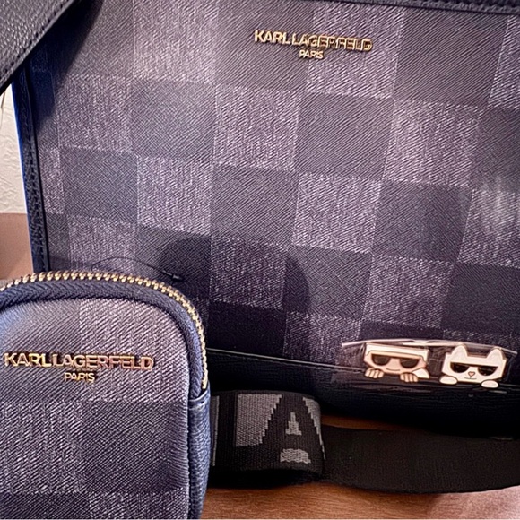 Karl Lagerfeld Navy Checkered Women's Bag NWT - Picture 4 of 12